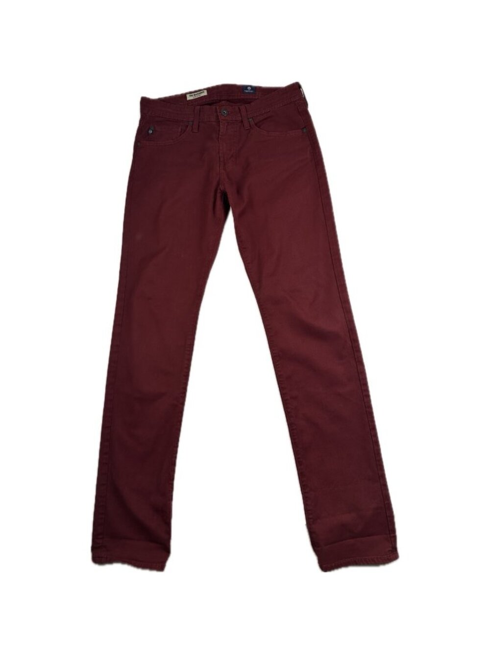AG Adriano Goldschmied Matchbox Slim Straight Pants Mens 30x33 Red Burgundy USA